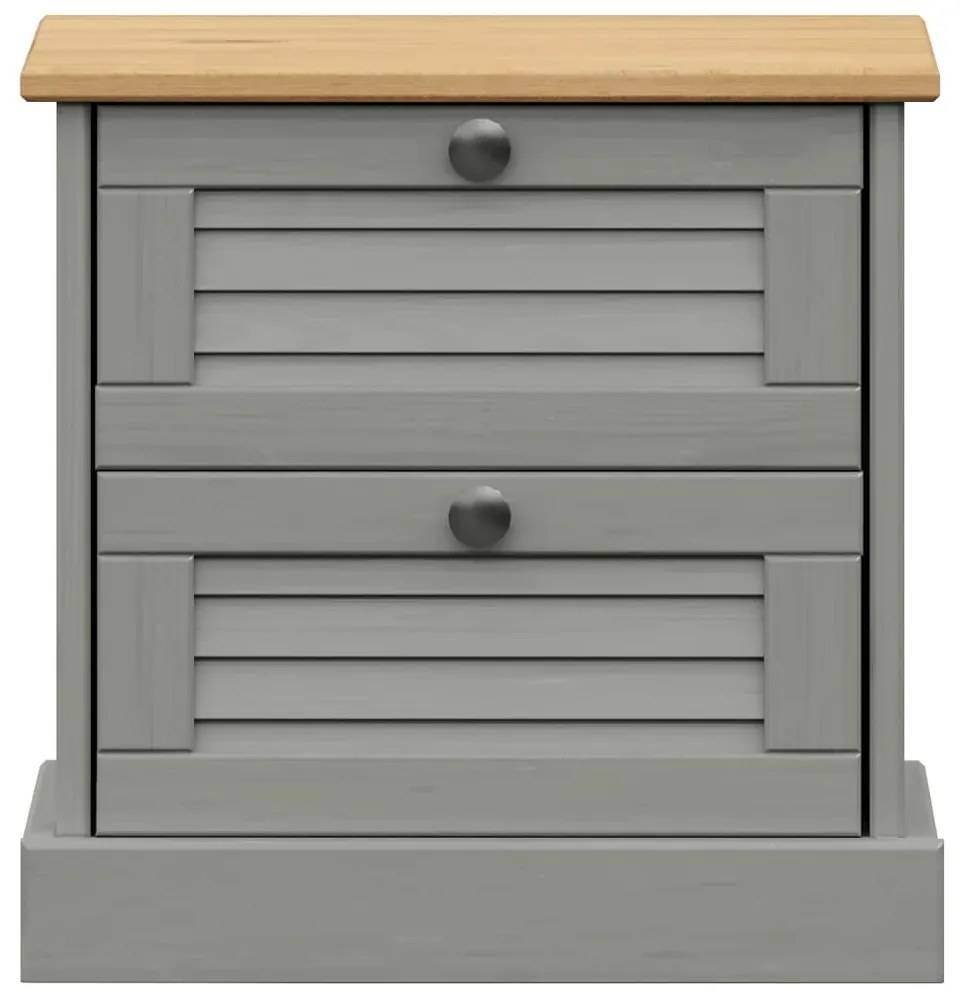 Comodino VIGO Grigio 42x35x42 cm in Legno Massello di Pino