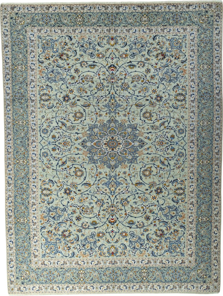 Kashan Tappeto persiano 410x310 Blu (Iran) Annodato A Mano