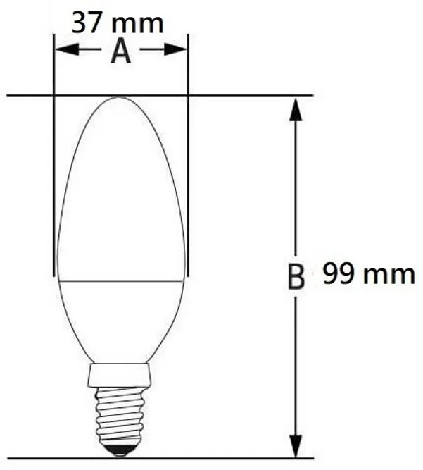 Lampada LED E14 6W C37 105lm/W Colore Bianco Naturale 4.000K