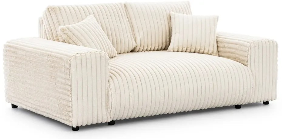 Divano color crema con rivestimento in velluto a coste 178 cm Justin – Ropez