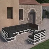 Set Divani da Giardino 9 pz con Cuscini Massello di Pino Bianco cod mxl 42562