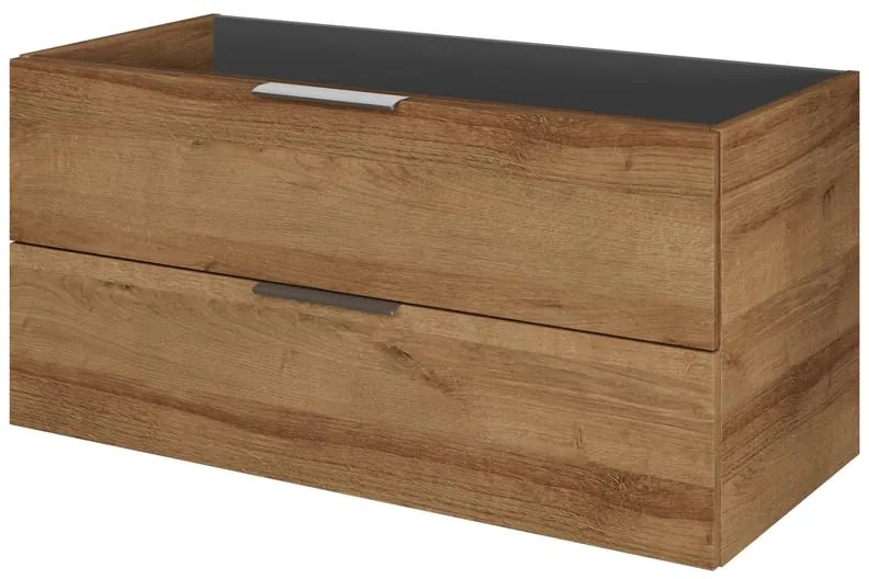 Mobile da bagno sospeso sotto lavabo L 99 x H 48 x P 45 cm rovere, 2 cassetti PELIPAL Madeo