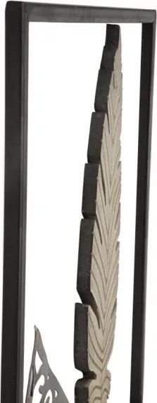 Pannello Decorativo In Ferro E Legno Foglie 30,5x1,9x91 Cm Oro E Argento Ver.A