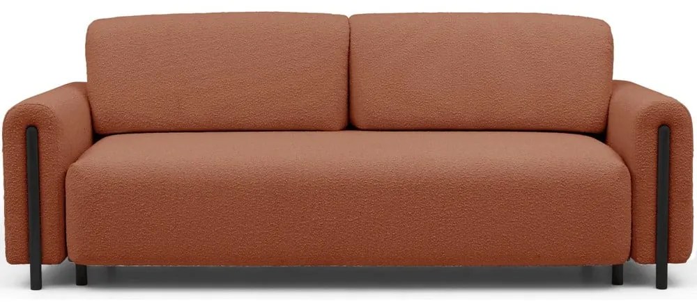 Divano color terracotta allungabile/con contenitore e rivestimento in bouclé 244 cm Arcadova – ELTAP