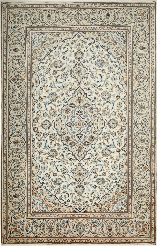 Kashan Tappeto 310x200 Beige (Iran) Annodato A Mano