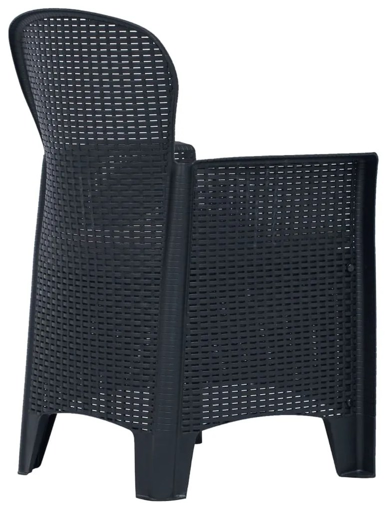 Set pranzo da giardino 7 pz in plastica antracite stile rattan