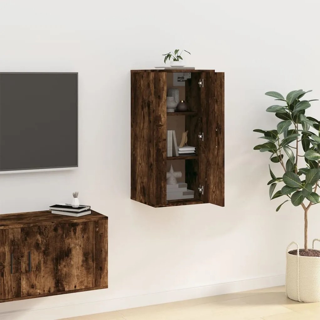 Mobile porta tv a parete rovere fumo 40x34,5x80 cm