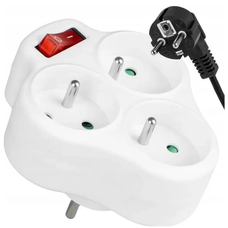 Multipresa con interruttore, 3 prese
