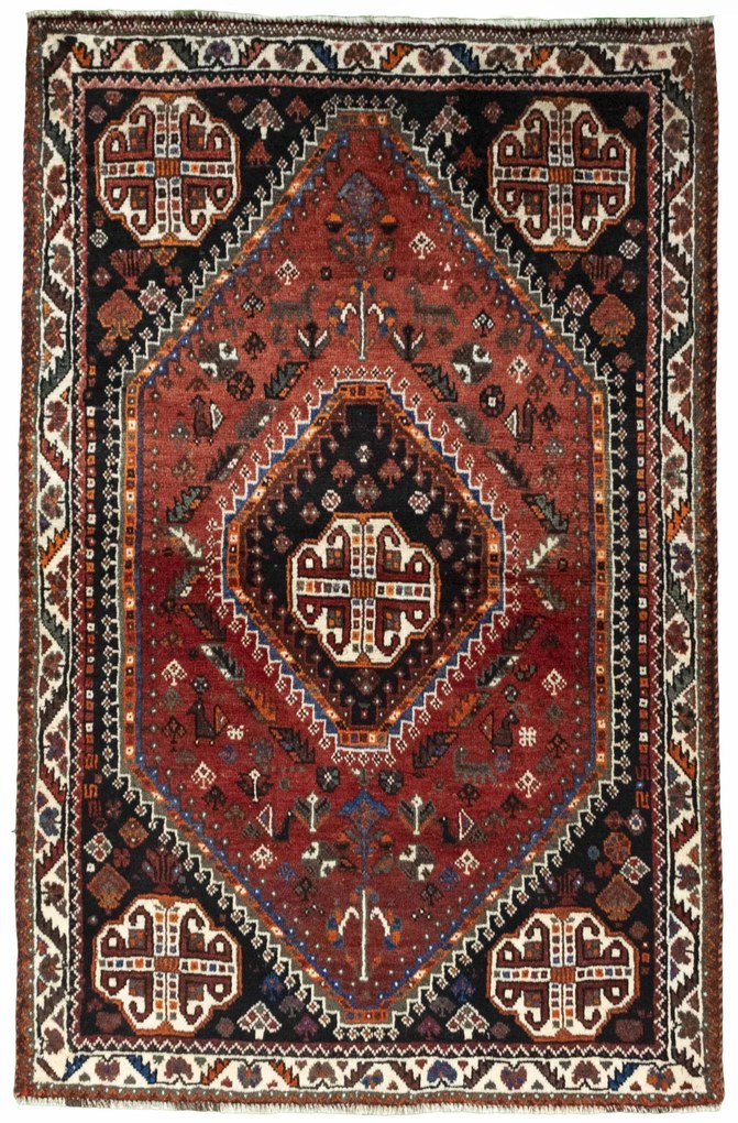 Shiraz Tappeto persiano 110x170 Rosso (Iran) Annodato A Mano