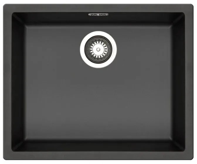 Lavello sottotop 1 vasca PYRAMIS Mistral fibra di vetro L 40 x L 50 cm nero