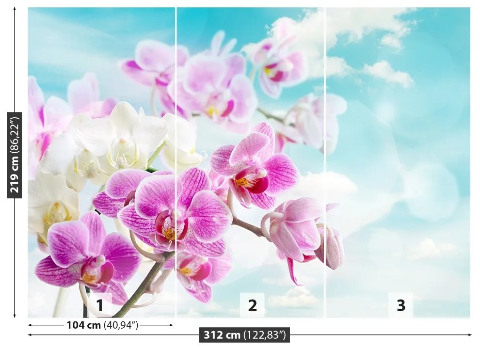 Carta da parati Orchidee blu 104x70 cm