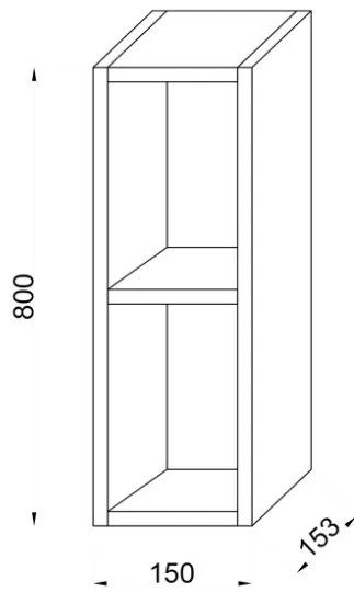 Pensile Da Bagno A Giorno Doppio Vano Aperto 15x80 Grigio