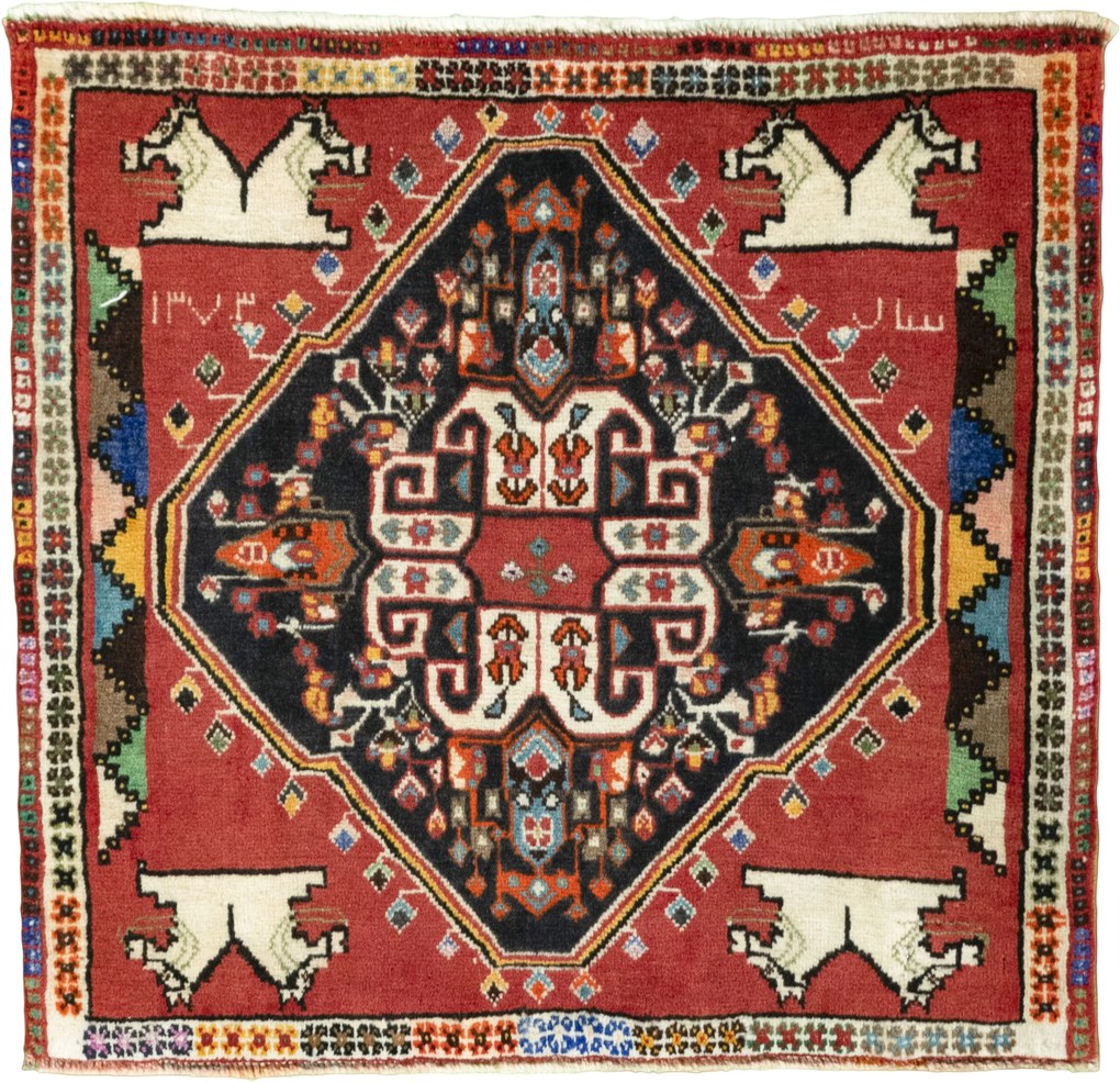 Shiraz Tappeto persiano 60 x 70 Rosso (Iran) Annodato A Mano