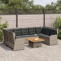 Set Divani da Giardino 7 pz con Cuscini in Polyrattan Grigio 3262370