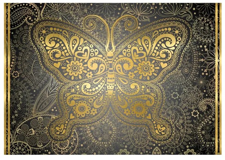 Fotomurale  Golden Butterfly  Colore Nero, Dimensioni e Misure 150x105