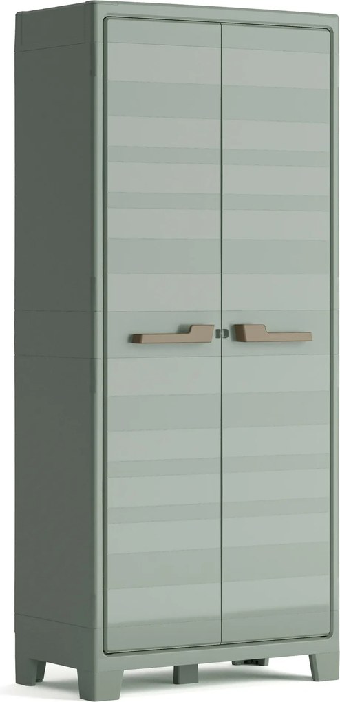 Armadio da Giardino 4 Ripiani 80x44x182 cm Keter Planet Outdoor Alto Grigio e Verde...