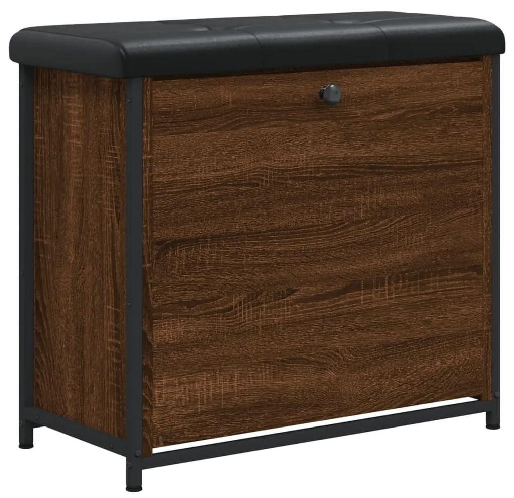 Panca portascarpe cassetto ribaltabile rovere marrone 62x32x56