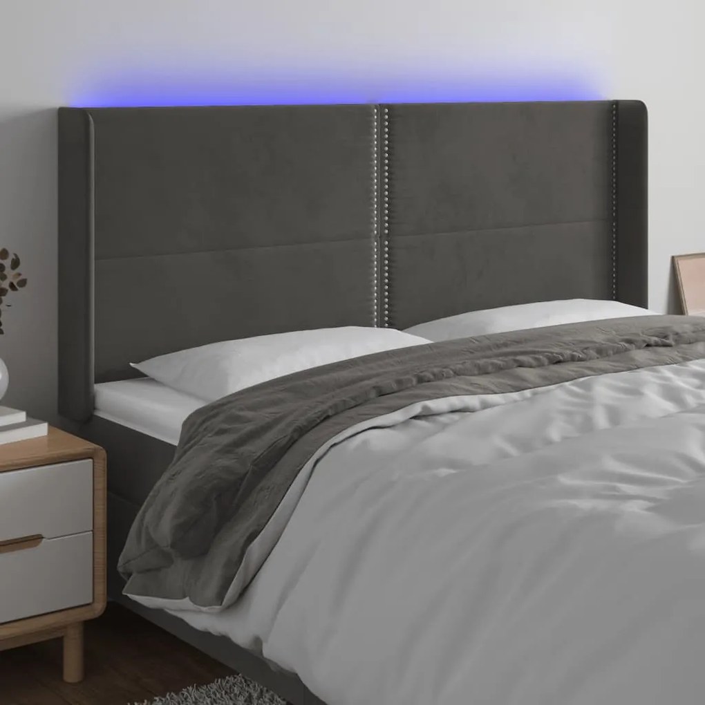 Testiera A Led Grigio Scuro 183x16x118/128cm İntessuto /