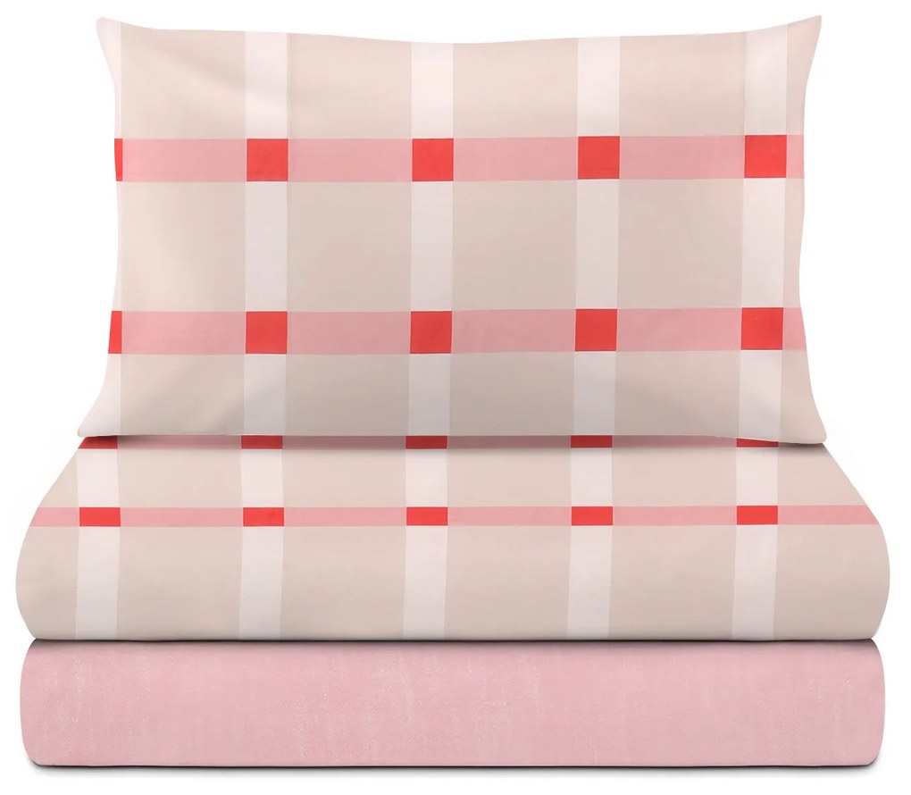 Completo letto singolo in cotone rosa Rick