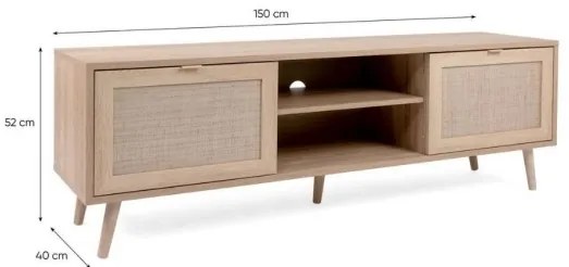 Mobile Porta TV 150 Cm 2 Ante Effetto Vimini Bali 56A