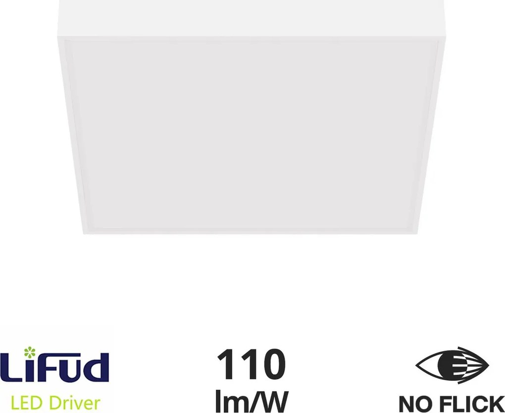 Plafoniera LED 60x60 40W IP40 No-Flickering - LIFUD Driver Colore Bianco Caldo 3.000K