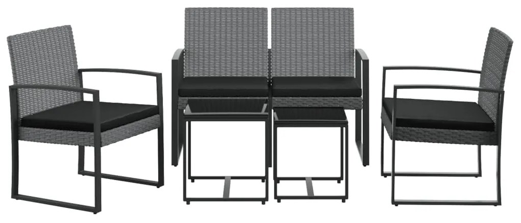 Set pranzo da giardino 5 pz con cuscini pp rattan grigio scuro