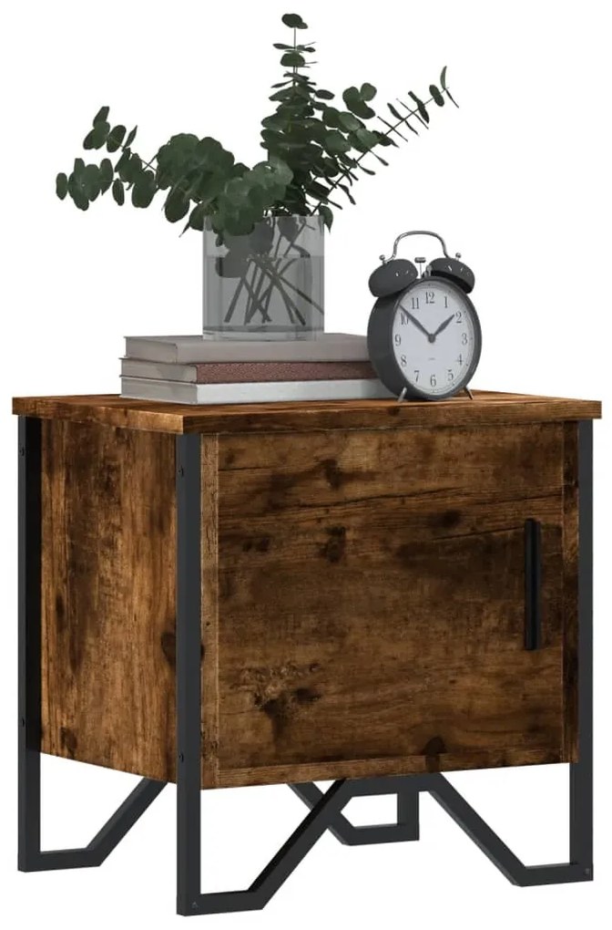 Comodini 2pz rovere fumo 40x30x40 cm in truciolato