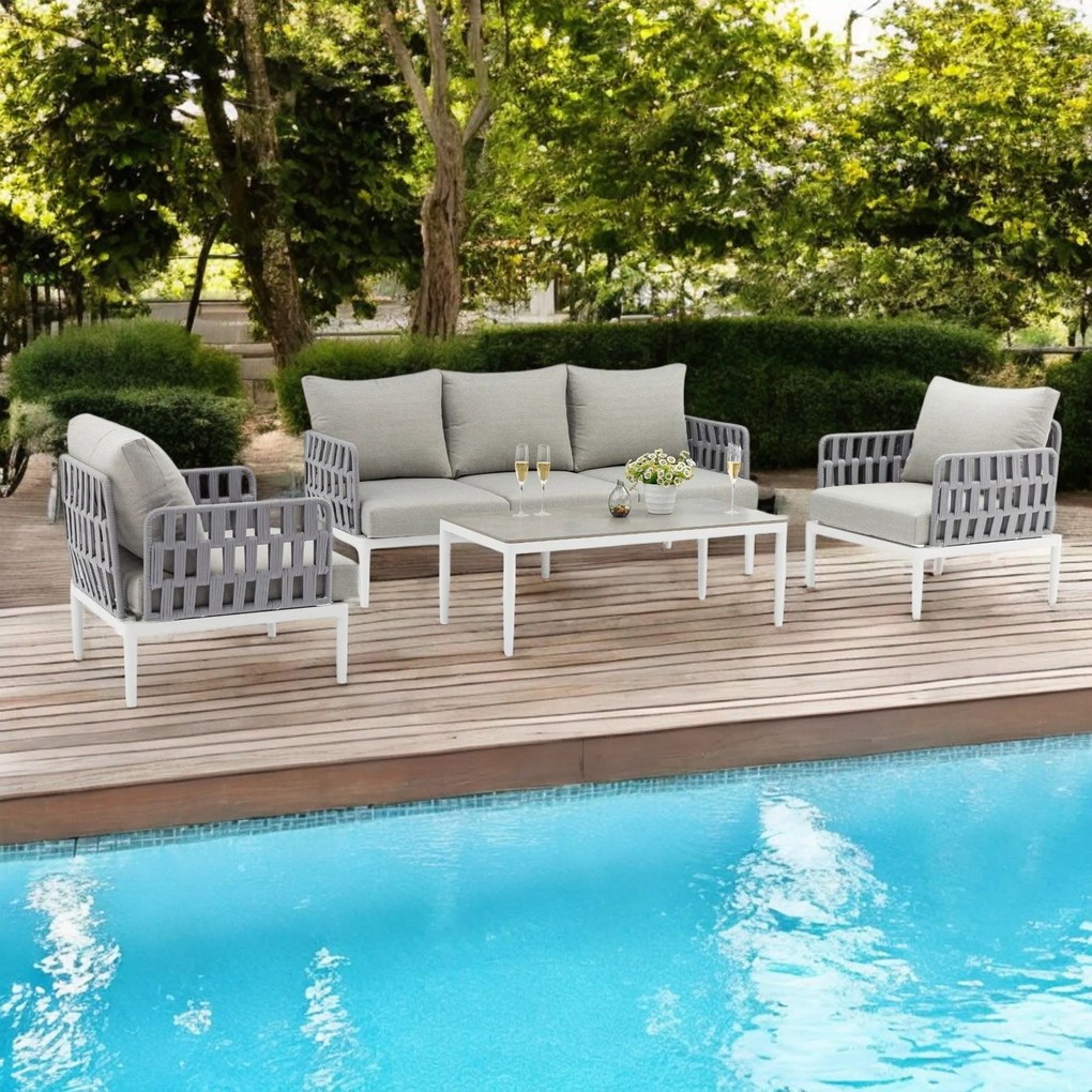 CASCADA - salotto outdoor in alluminio grigio chiaro, antracite o naturale