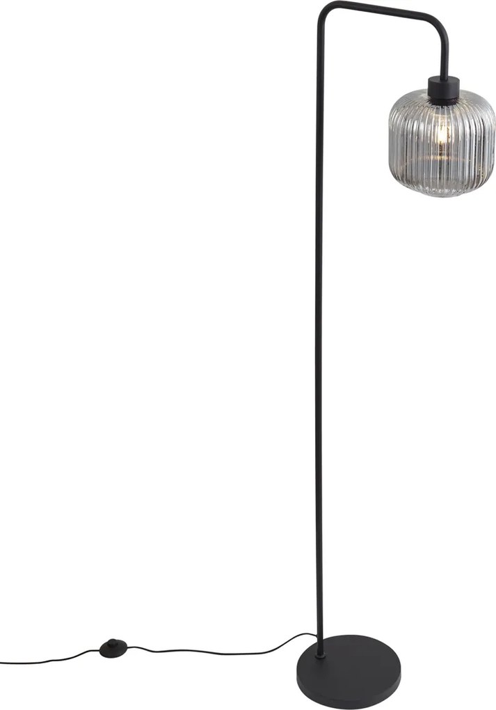 Lampada da terra smart nera con vetro fumé incl. WiFi A60 - Ana