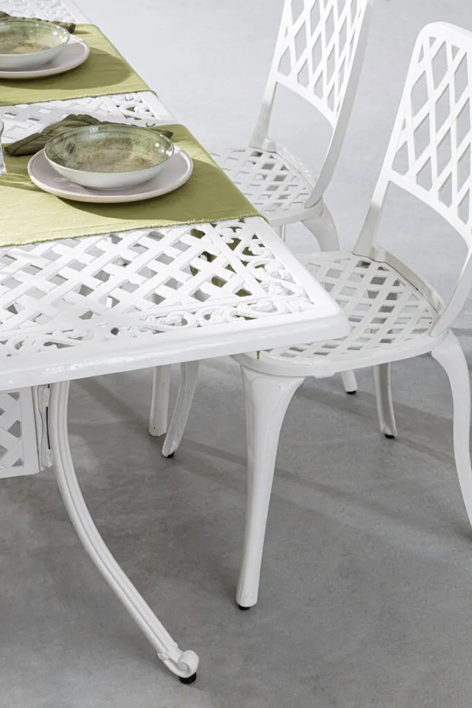 Tavolo rettangolare IVREA in alluminio bianco 213&#215;107 cm