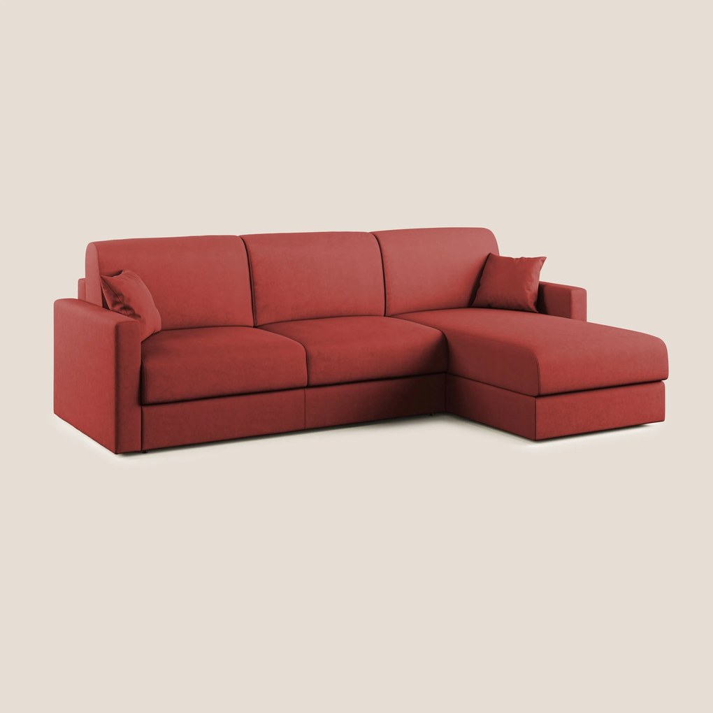 Chris Divano letto angolare con penisola in microfibra smacchiabile T11 rosso