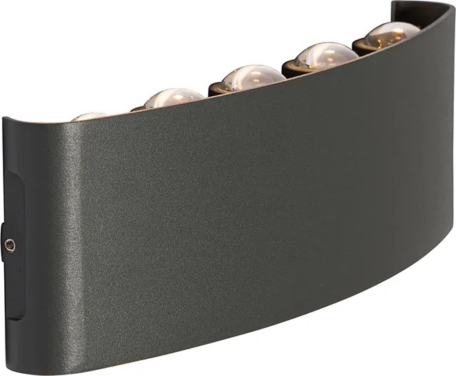 Lampada da parete per esterni grigio scuro con LED 10 luci IP54 - Silly