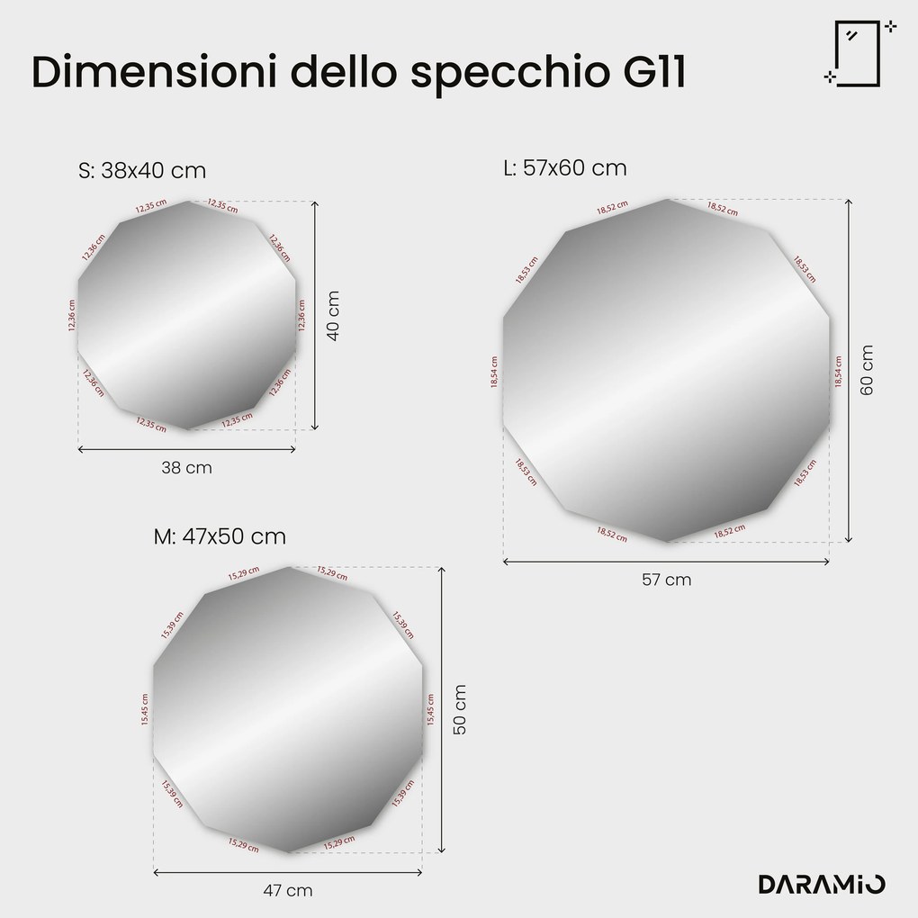 Specchio asimmetrico con luce LED G11