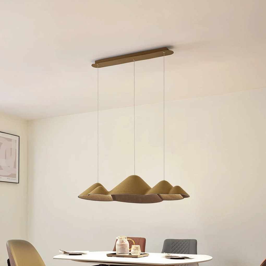 Lucande lampada LED a sospensione Beutlin, verde, feltro, dimmerabile Beutlin Lucande,, Verde, Soggiorno / Sala da pranzo, Tessuto / Stoffa / Seta, Moderno