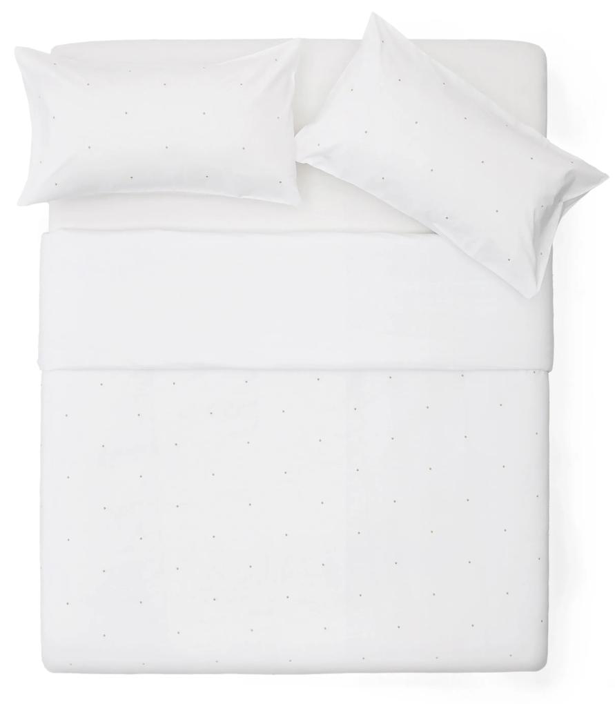Kave Home - Set Sontag copripiumino e federa di cotone percalle bianco con ricamo per letto 180 cm