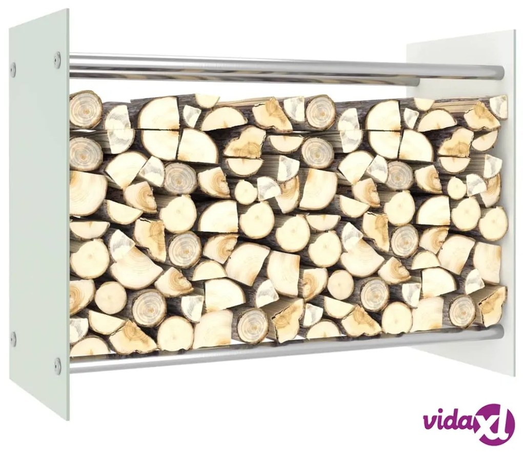vidaXL Porta Legna Bianco 80x35x60 cm in Vetro