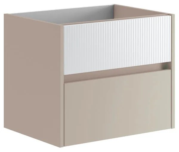 Mobile da bagno sotto lavabo Niwa sabbia frontale in vetro bianco laccato opaco L 59.5 x H 50 x P 45.5 cm 2 cassetti, lavabo non incluso