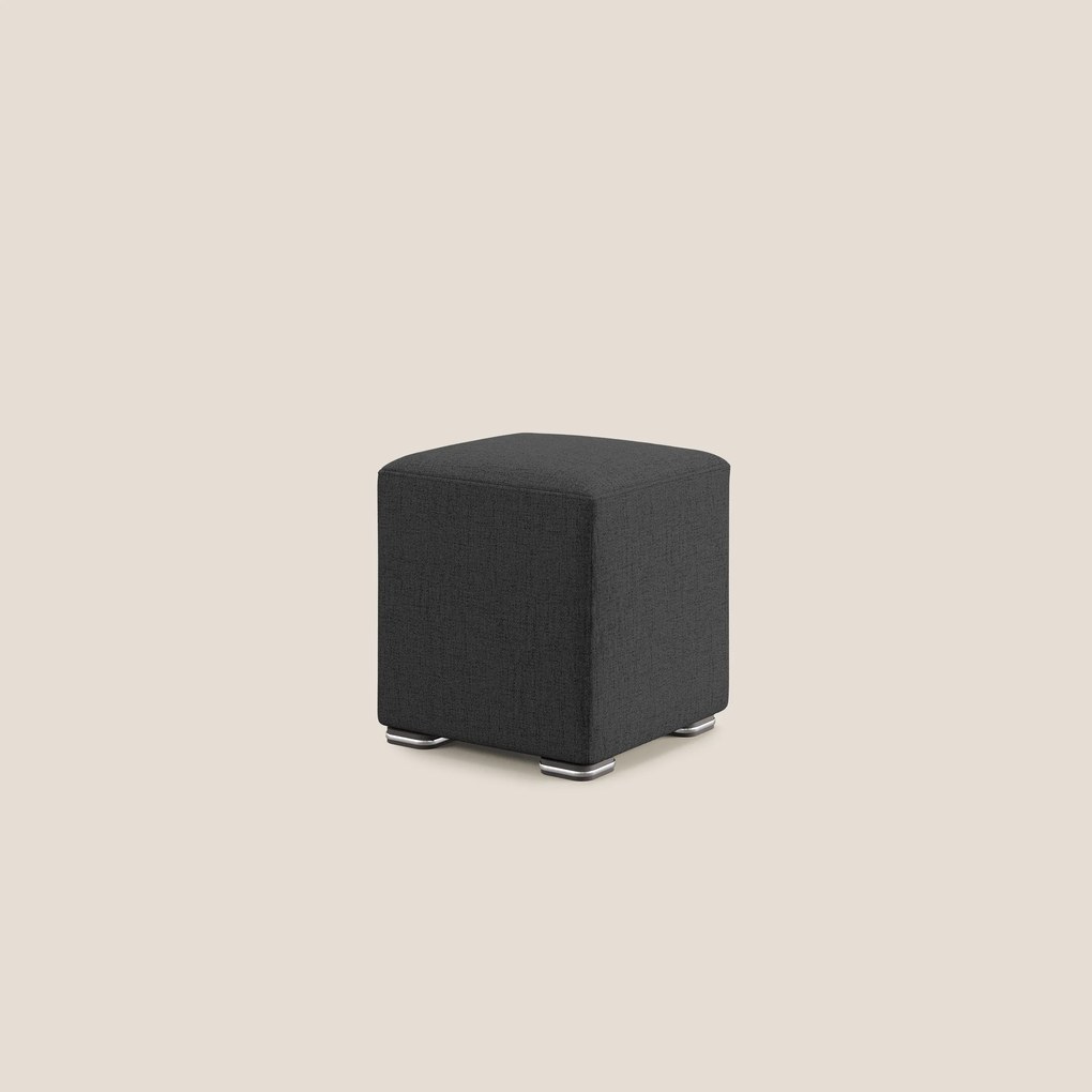Cube pouf in tessuto morbido impermeabile T03 antracite