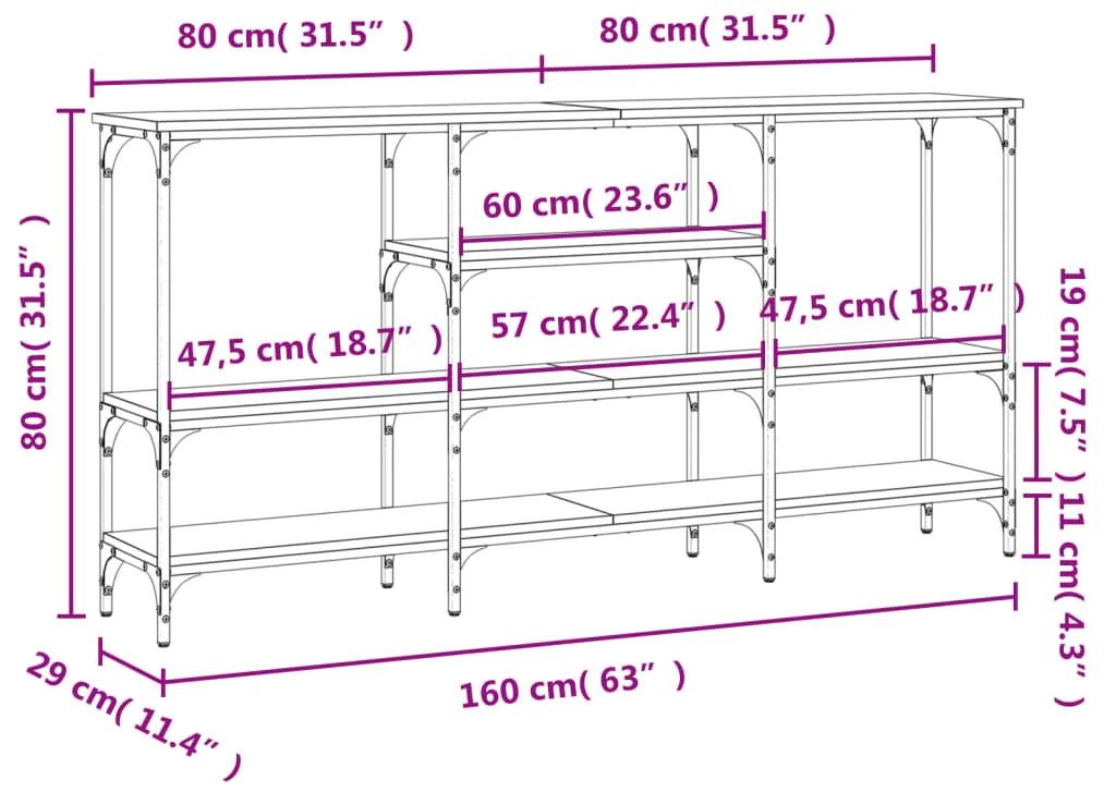 Tavolino Consolle Nero 160x29x80 cm in Legno Multistrato