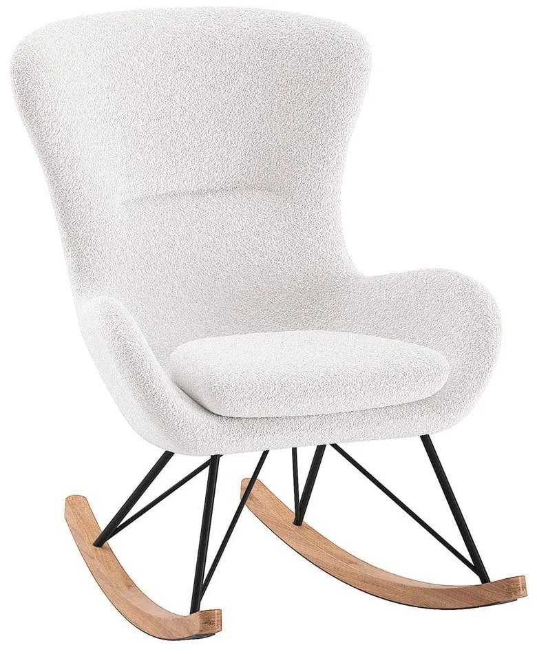 Sedia a dondolo bianca in tessuto bouclé ROCKY - Vipack