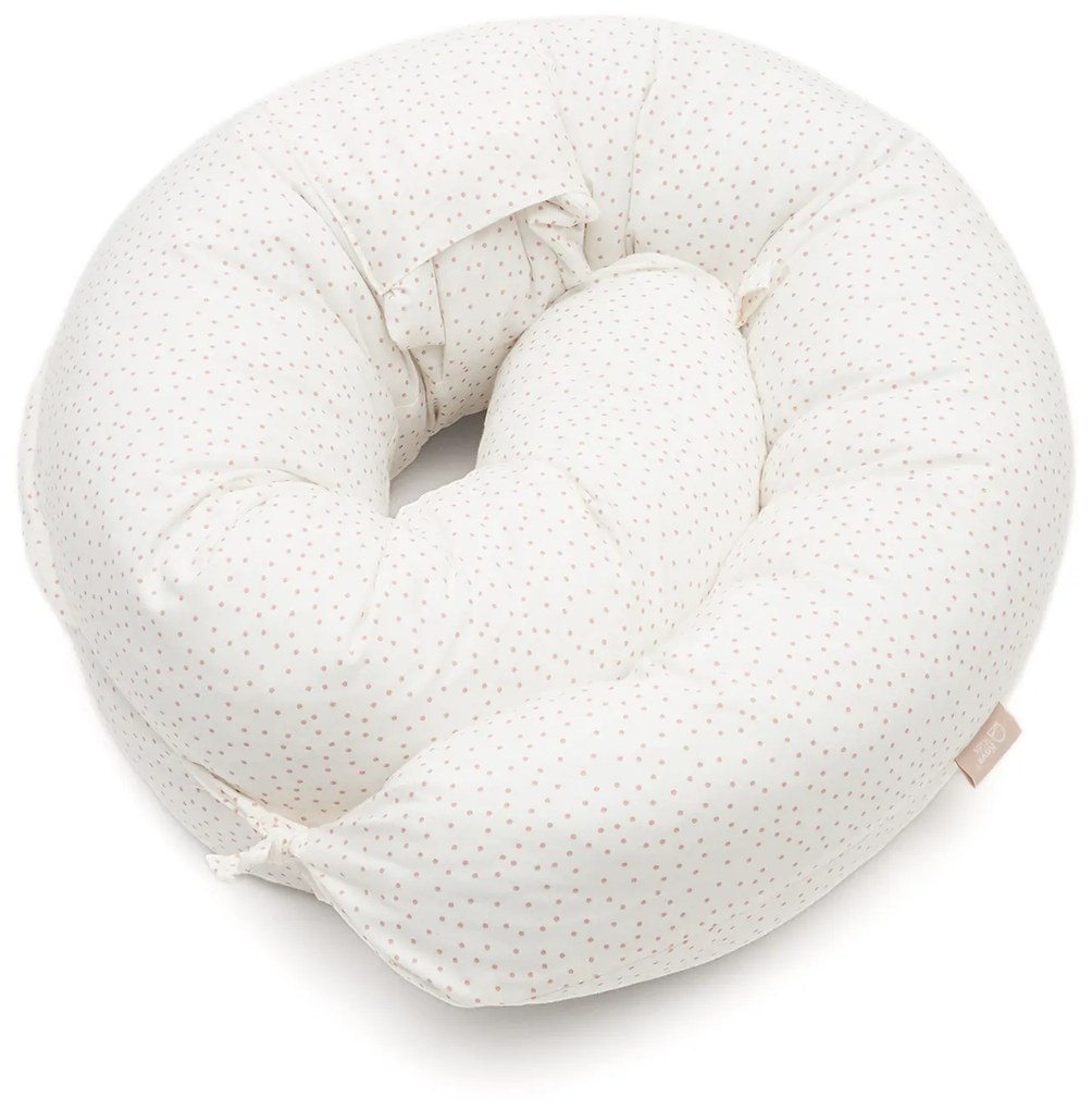 Kave Home - Cuscino per l'allattamento Yamile 100% cotone organico (GOTS) beige con pois rosa