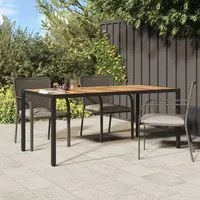 Tavolo da Giardino 190x90x75 cm Polyrattan Legno di Acacia Nero cod mxl 57270