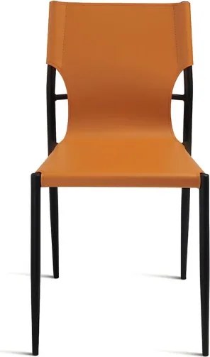 Sedia in simil cuoio Arancio con struttura in metallo Nero SVEVA 2 sedie