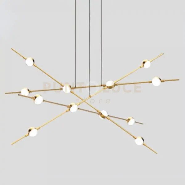 Lampada a sospensione molecular 12 lt  oro, led 3000k 28,80w, 2340l...