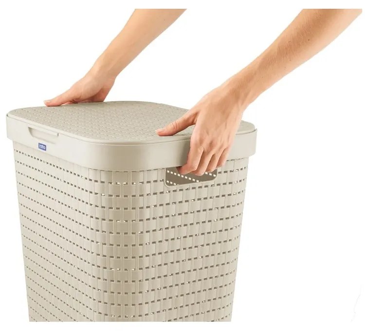 Cesto portabiancheria in plastica beige 55 l Country - Rotho