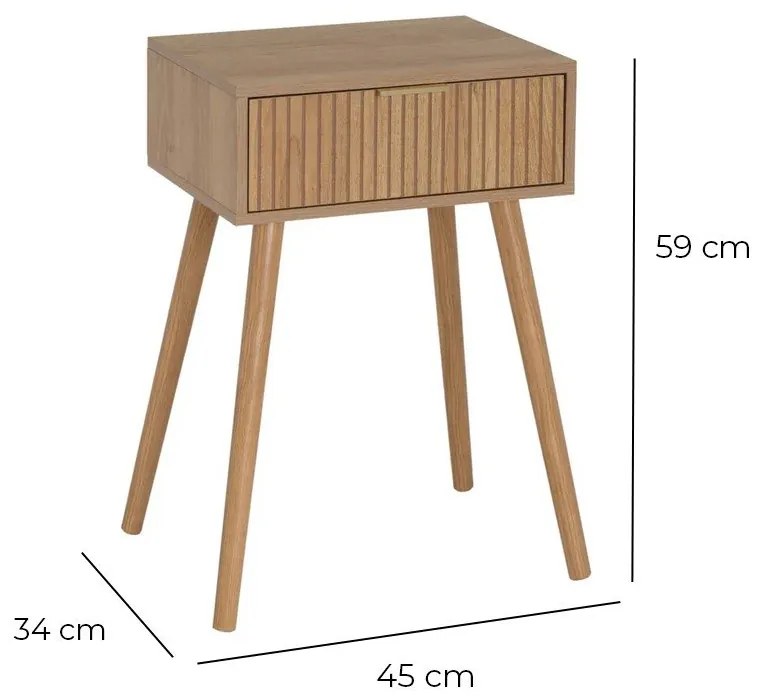 Comodino in colore naturale - Casa Selección