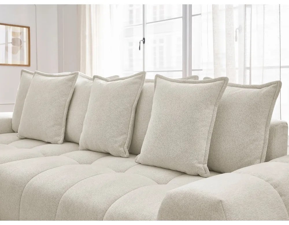 Divano angolare bianco allungabile e con contenitore (penisola a sinistra/chaise lounge) con rivestimento in ciniglia Everest – Bobochic Paris