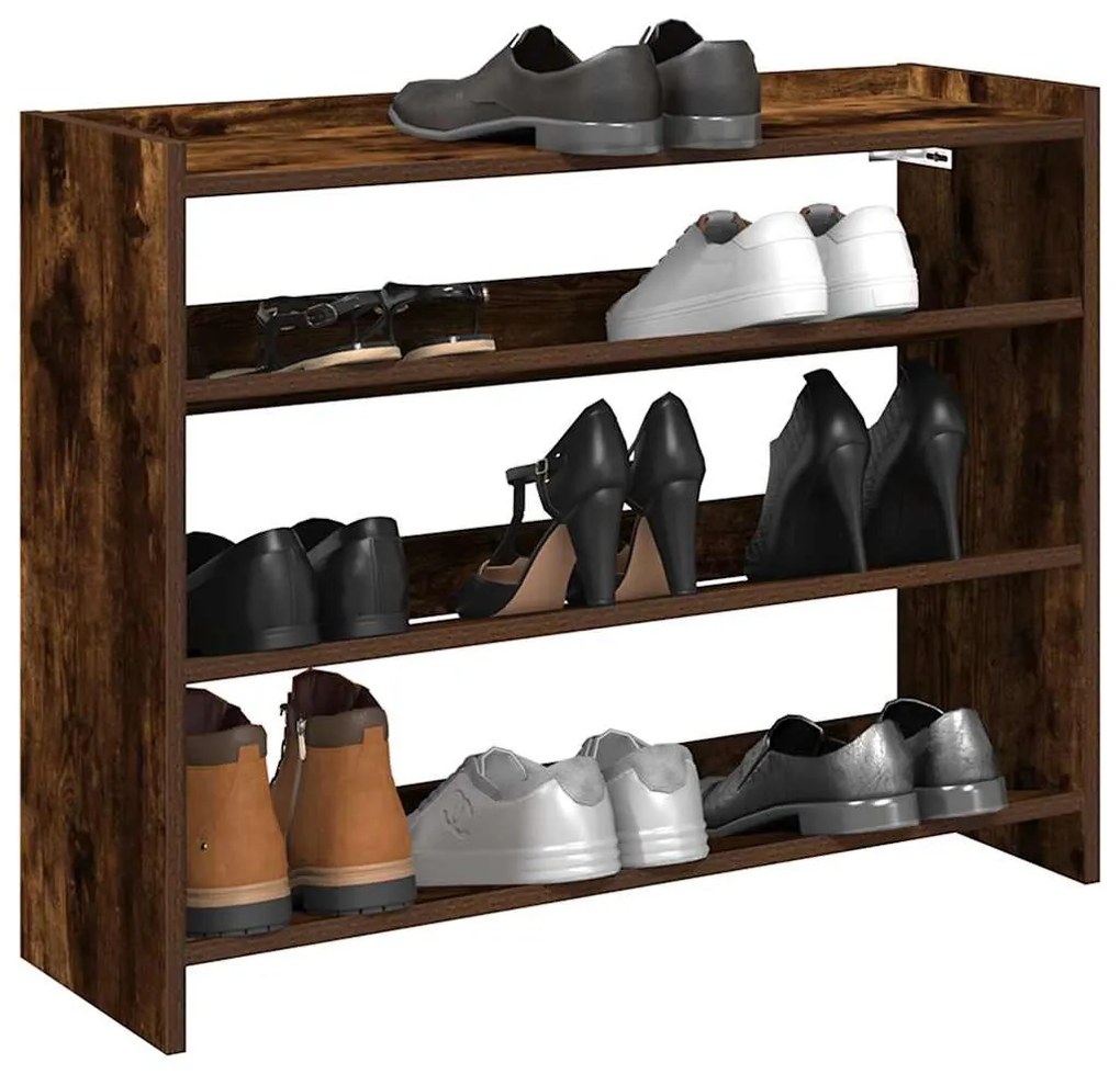 Scarpiera Rovere Fumo 80x25x62 Cm İn Legno Multistrato /