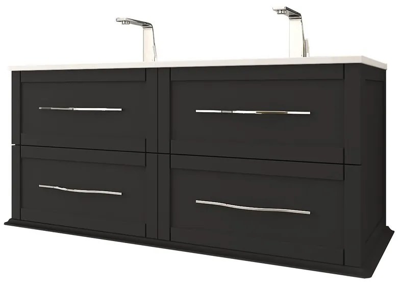 Mobile da bagno sospeso sotto lavabo L 120 x H 55 x P 46 cm grafite laccato opaco, 4 cassetti BADEN HAUS Tiffany