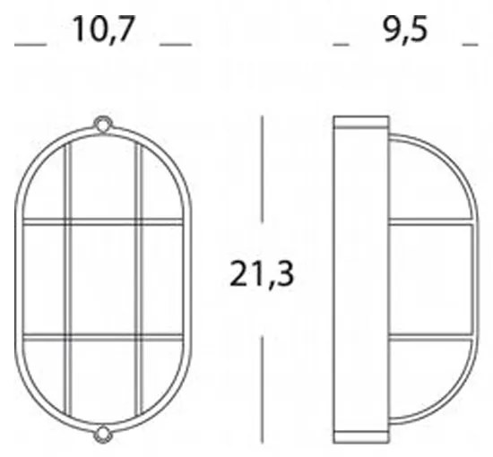 Applique Da Esterno Industriale Ovale Alluminio E Vetro Bianco 1 Luce E27